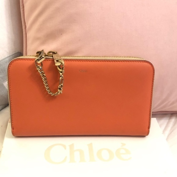 Chloe Handbags - Chloe leather zip around wallet coral beige